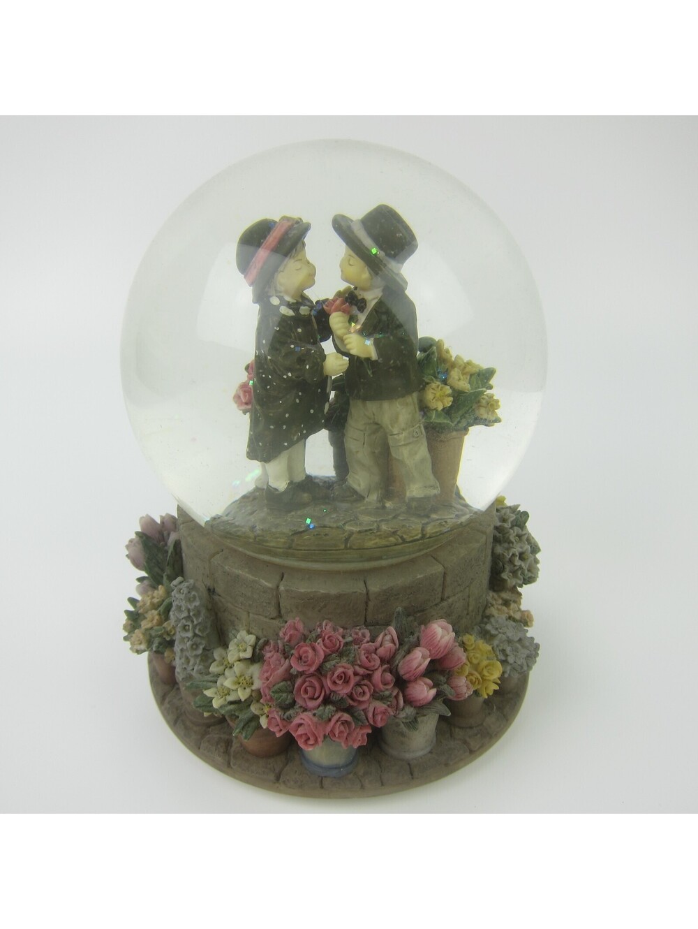 Vintage Musical Snow Globe Puppy Love Boy & Girl 5.5" Kim Anderson Forever Young